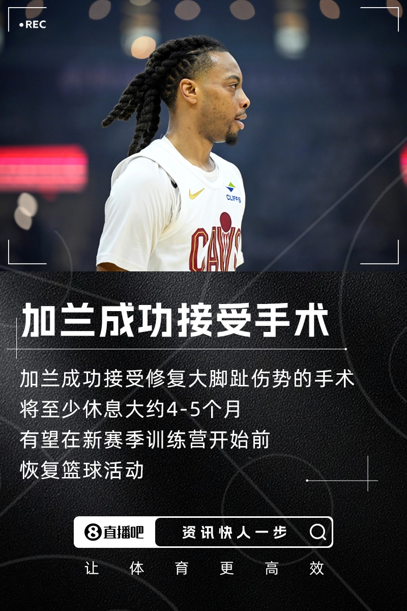 骑士队医确认加兰接受足部手术 新赛季前半程或将缺席